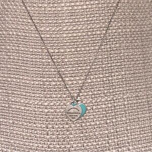 Tiffany Blue Double Heart Tag Pendant